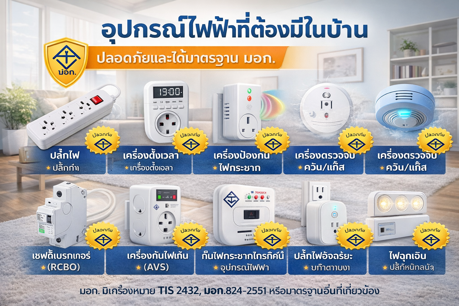 อุปกรณ์ไฟฟ้าที่ต้องมีในบ้าน ปลอดภัยและได้มาตรฐาน มอก.